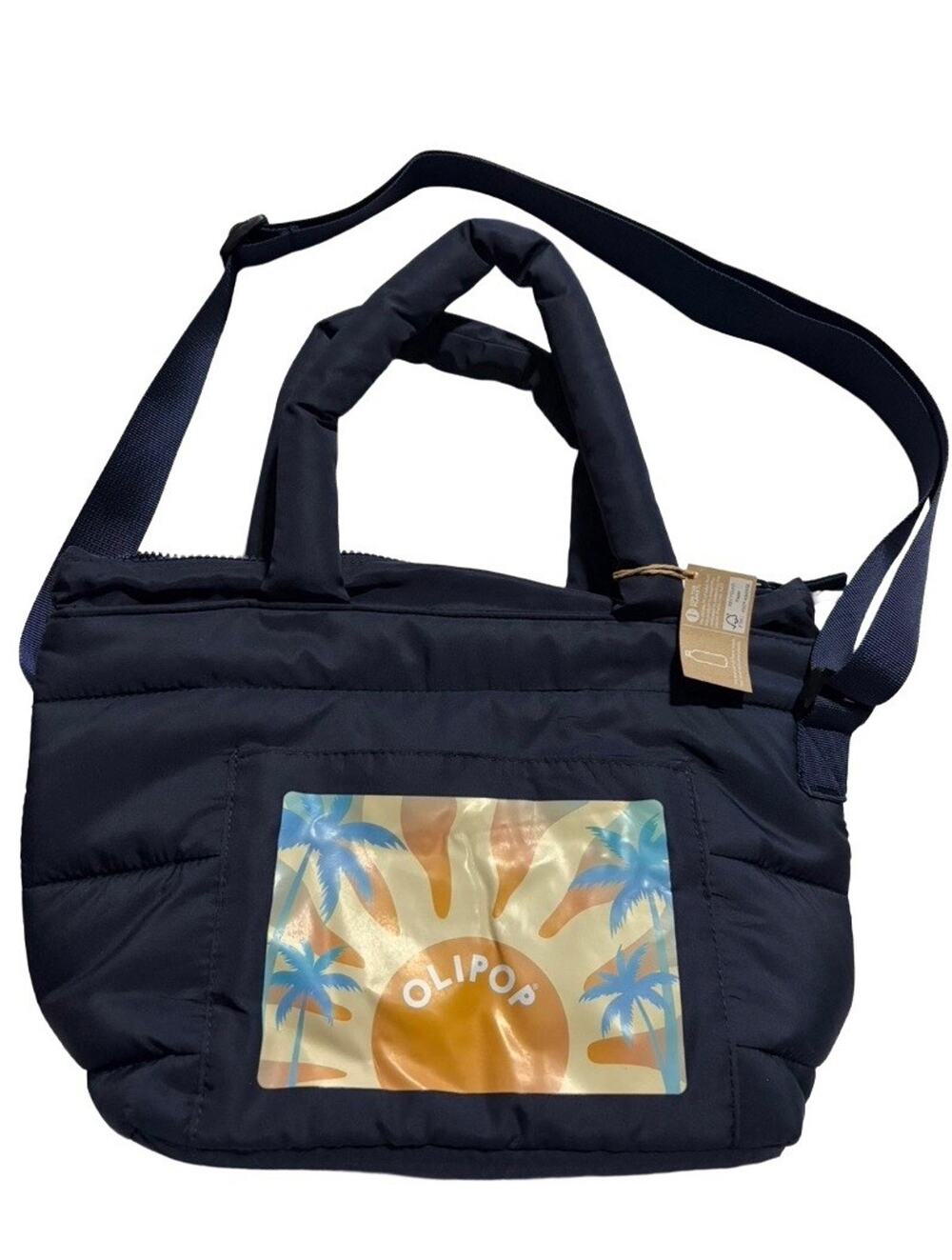 OLIPOP Insulated Puffer Tote Bag Summer PR Cooler Shoulder Bag NWT Zip Top